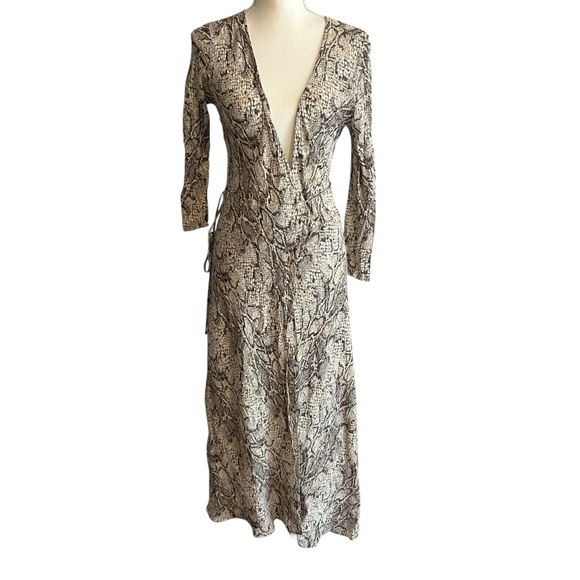 Reformation Jaz Wrap Snake Print Dress Size XL - Picture 4 of 8